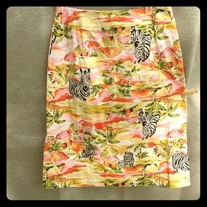 Harve safari cotton pencil skirt 8 S
